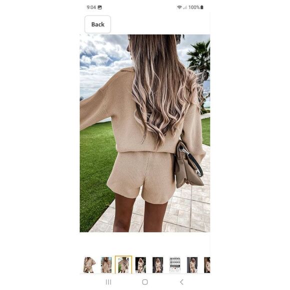 New Small PrettyGarden 2pc Outfit Long Sleeve Sweater Knit Pullover and Shorts - Picture 3 of 8